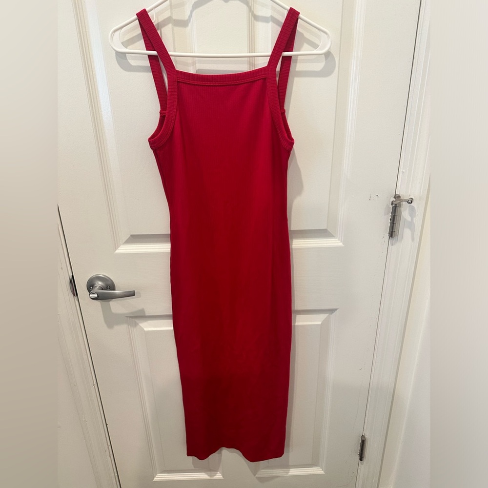 WSLY Bleecker rubbed low back tank dress, red, size small